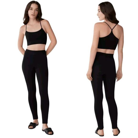 Revolves BCBGMAXAZRIA Faux Suede High-Waisted Mason Leggings L Black Baddie - Picture 1 of 12